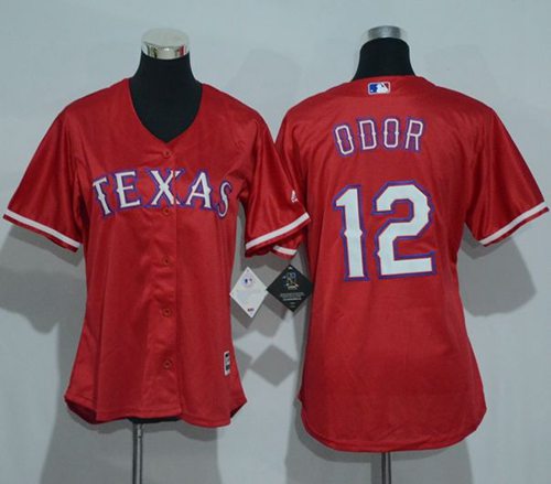 Rangers #12 Rougned Odor Red Women's Alternate Stitched MLB Jersey - Click Image to Close